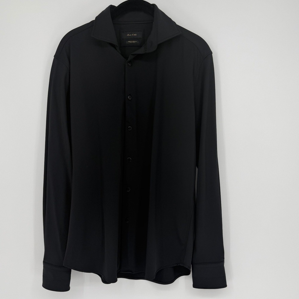Porter & Ash Kinetic Stretch Mens Small Black Long Sleeve Button Down Shirt